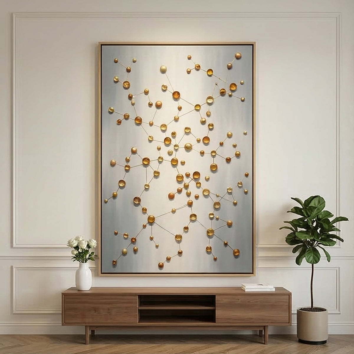 Contemporary Luxe Art | Golden Orbit Lattice