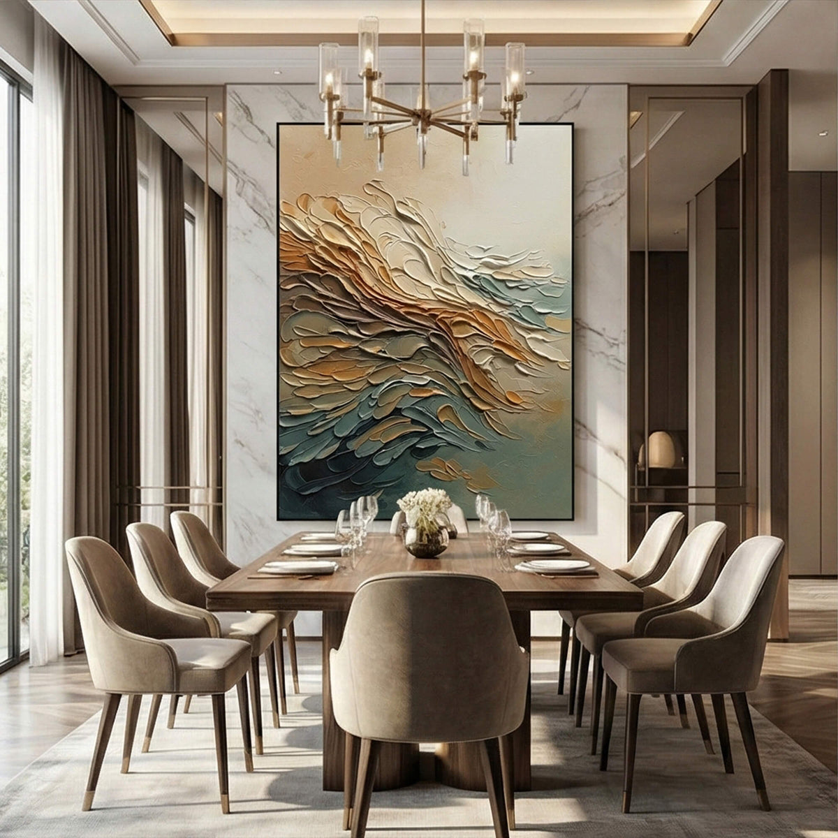 Abstract Art | Gold & Jade Rhythm