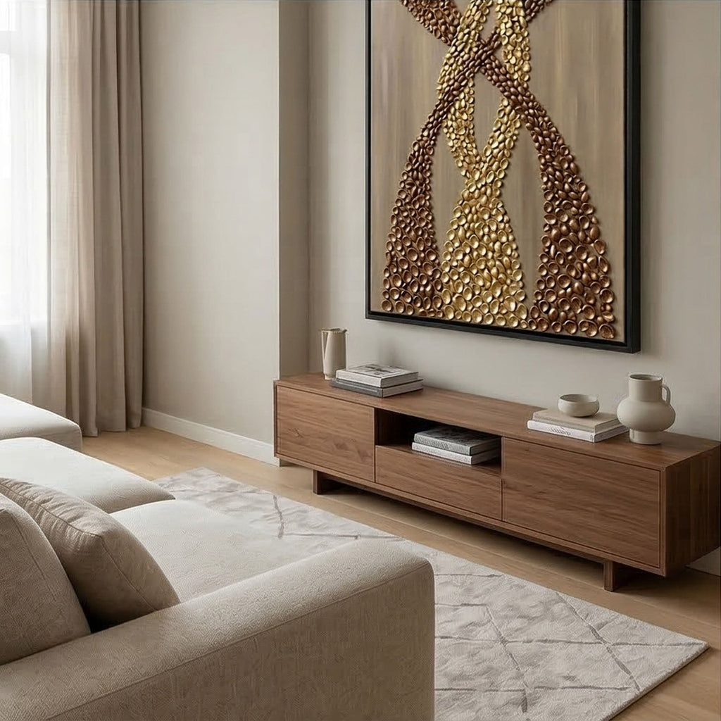 Contemporary Luxe Art | Interwoven Golden Tides