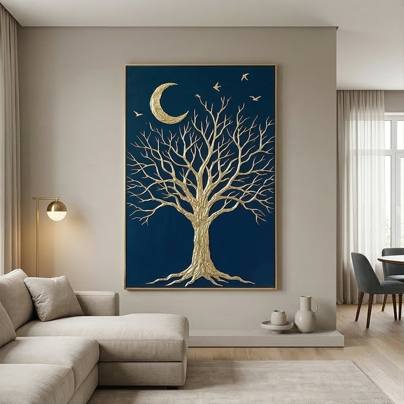 Contemporary Luxe Art | Moonlit Branch Reverie