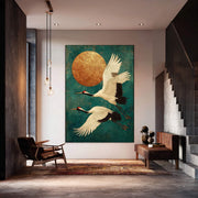 Impressionist Art | Moonlit Crane Dance