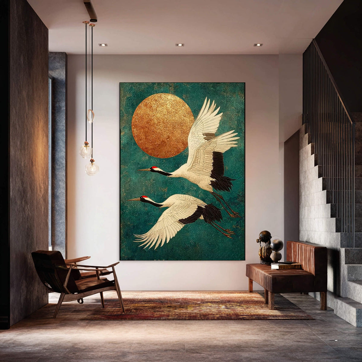 Impressionist Art | Moonlit Crane Dance