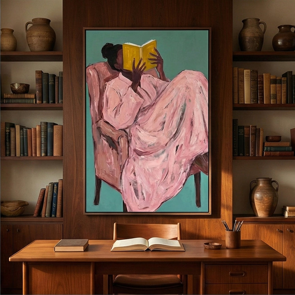 Surreal Art | Cozy-Yellow Book Reader