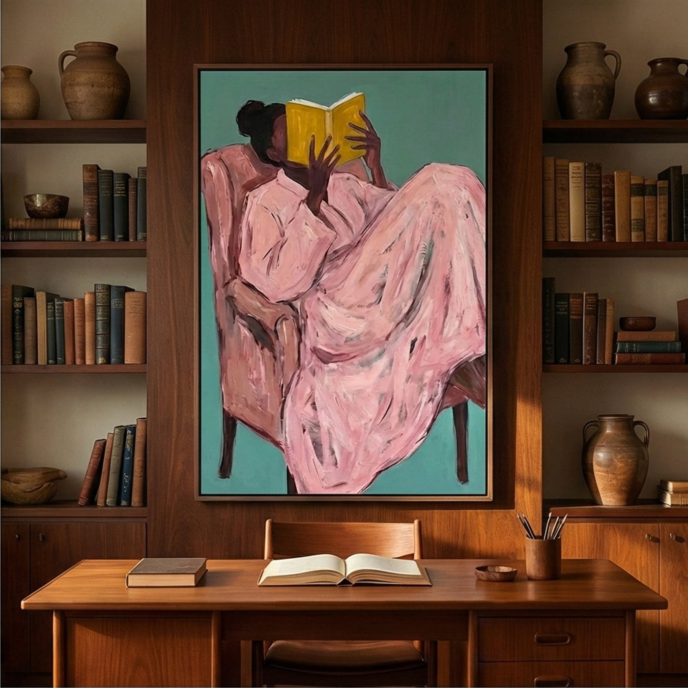Surreal Art | Cozy-Yellow Book Reader