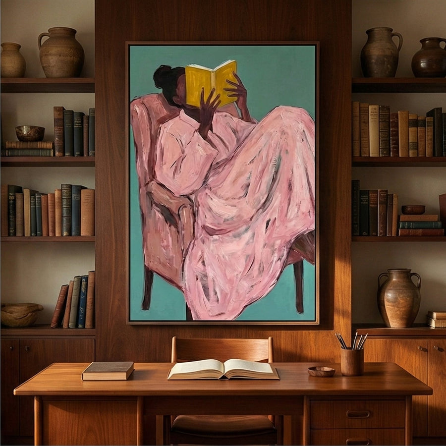 Surreal Art | Cozy-Yellow Book Reader