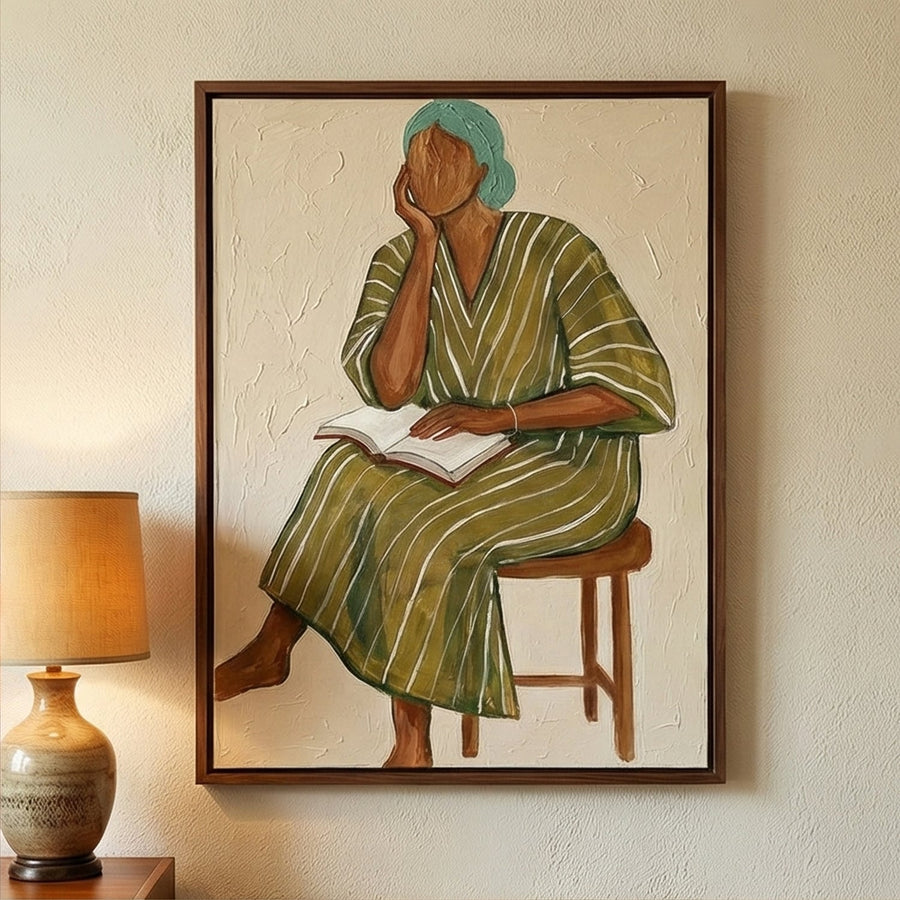 Surreal Art | Cozy-Green Striped Reader