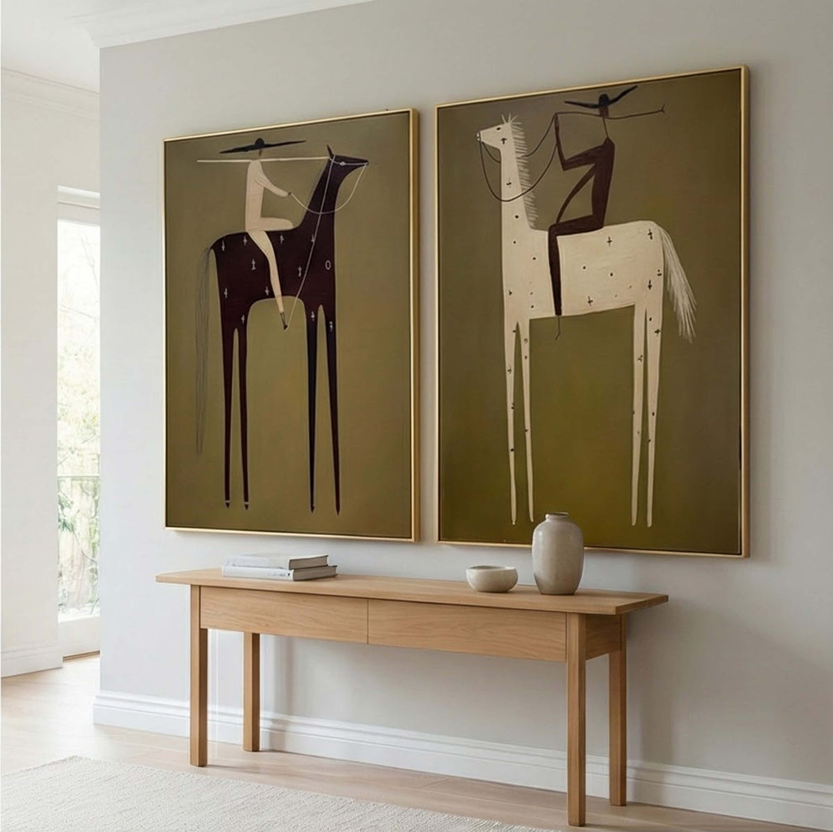 Vintage Americana Art | Green Duality Riders