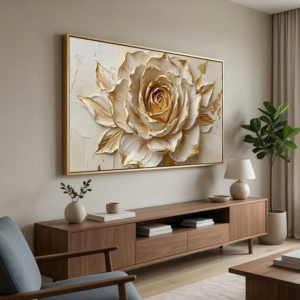 Contemporary Luxe Art | Gilded Rose Bloom