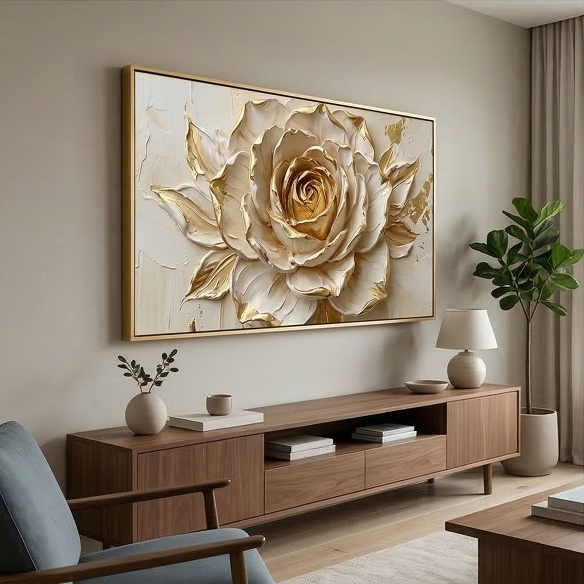 Contemporary Luxe Art | Gilded Rose Bloom
