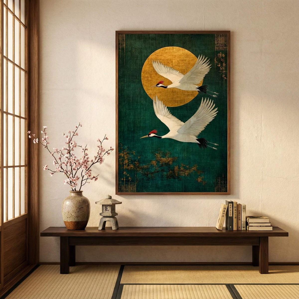 Impressionist Art | Golden Moon Crane