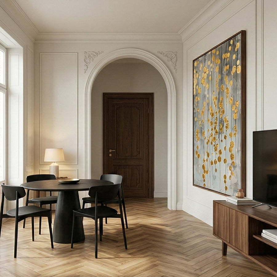 Contemporary Luxe Art | Gilded Rainfall