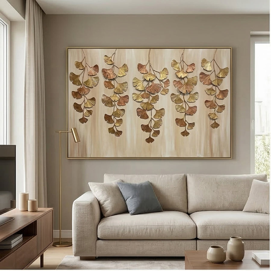 Contemporary Luxe Art | Gilded Ginkgo Cascade