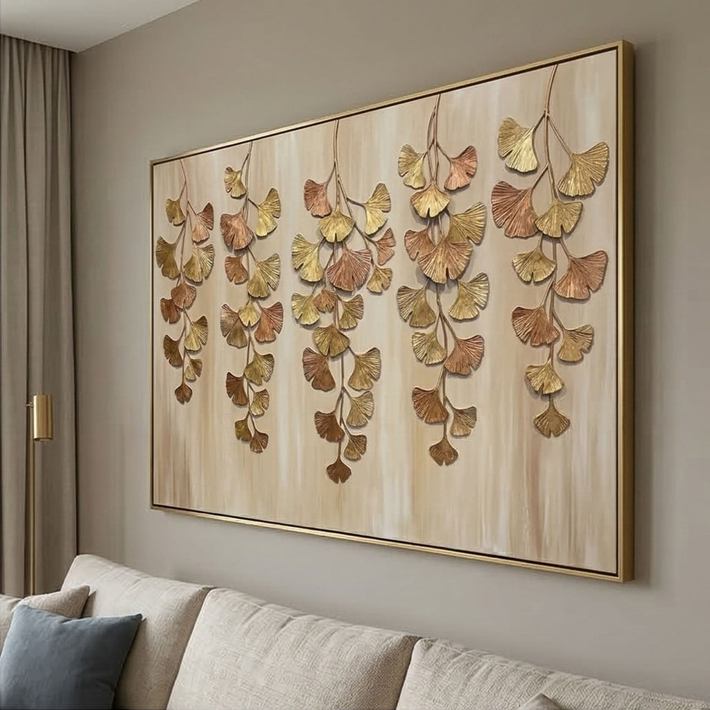 Contemporary Luxe Art | Gilded Ginkgo Cascade