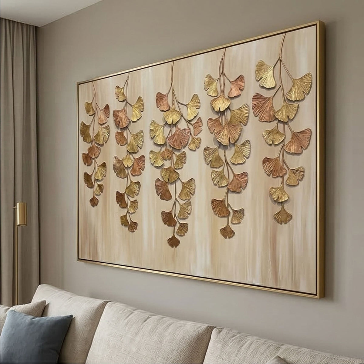 Contemporary Luxe Art | Gilded Ginkgo Cascade