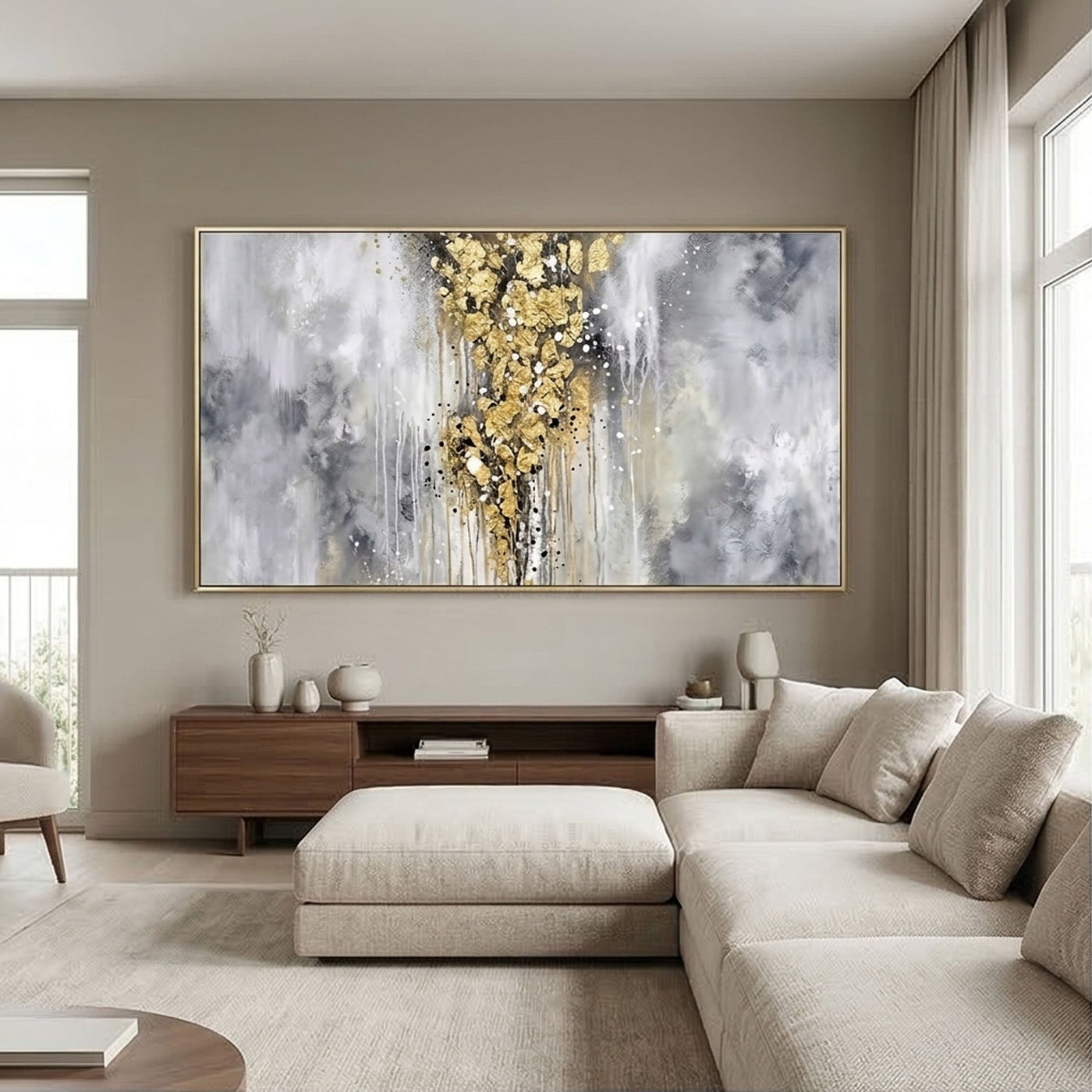 Contemporary Luxe Art | Golden Veil Column