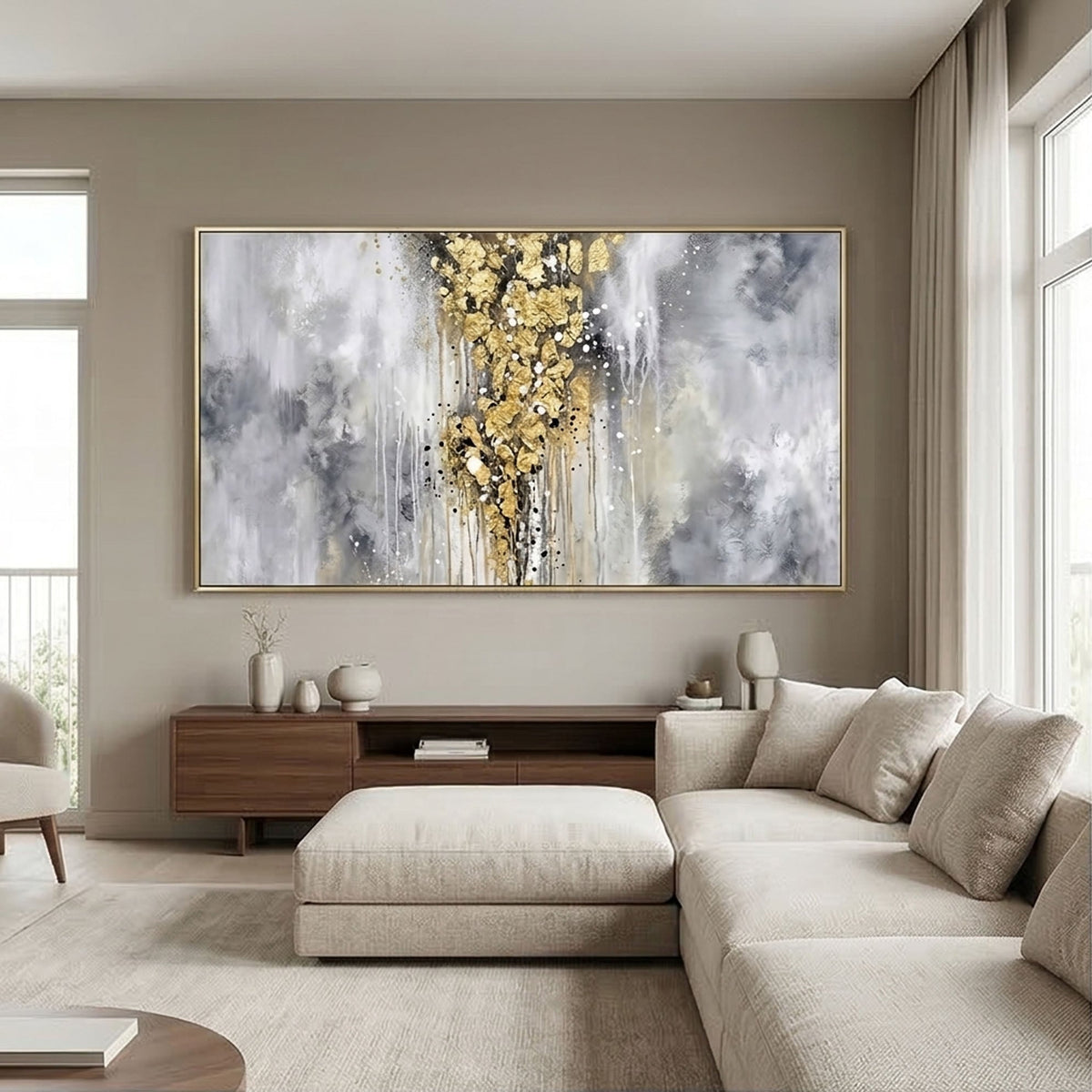 Contemporary Luxe Art | Golden Veil Column