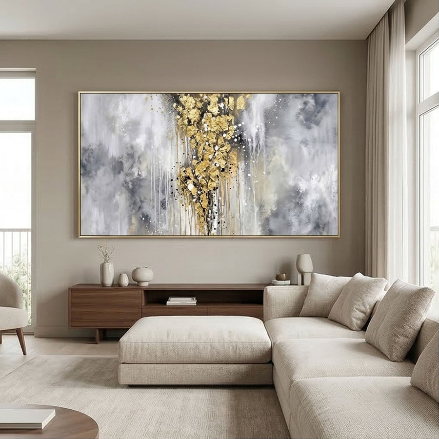 Contemporary Luxe Art | Golden Veil Column