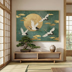 Impressionist Art | Moonlit Crane Harmony