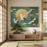 Impressionist Art | Moonlit Crane Harmony