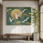 Impressionist Art | Moonlit Crane Harmony