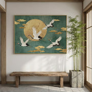 Impressionist Art | Moonlit Crane Harmony