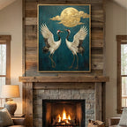 Impressionist Art | Golden Moon Cranes