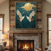 Impressionist Art | Golden Moon Cranes