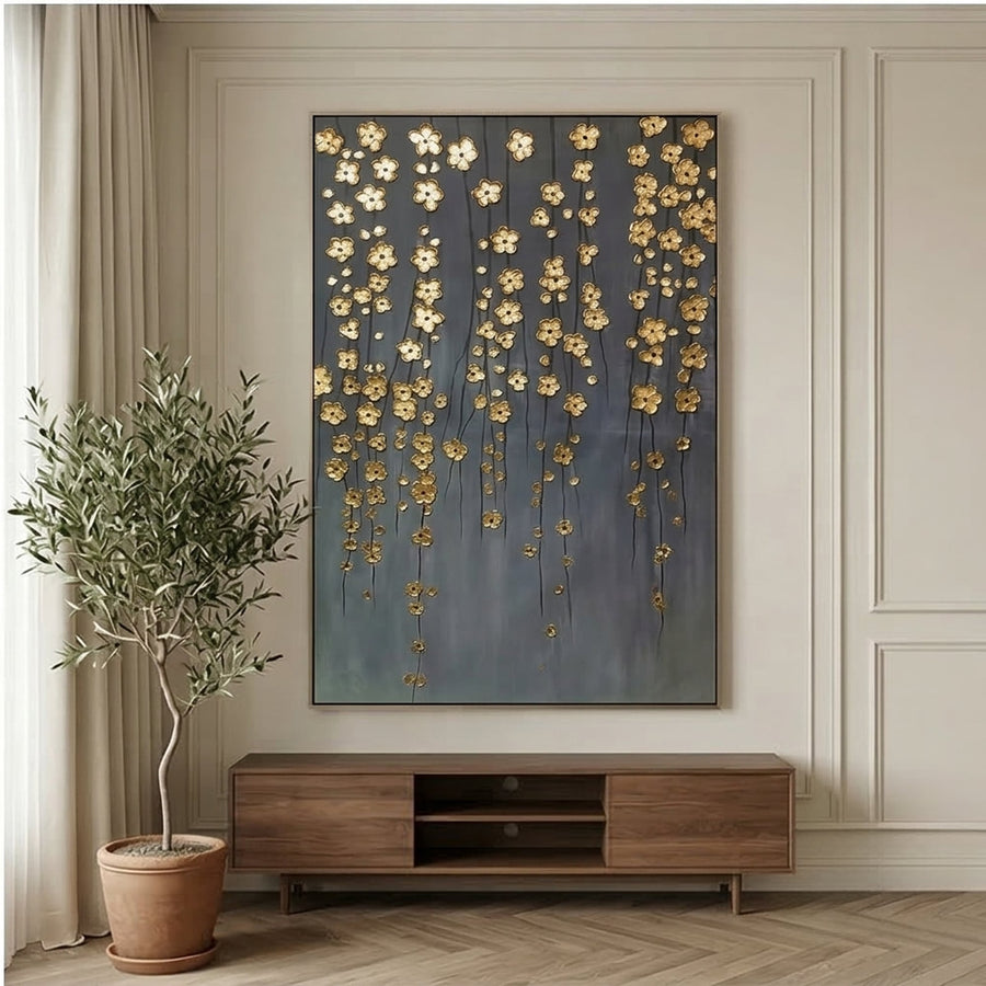 Contemporary Luxe Art | Golden Blossom Rain