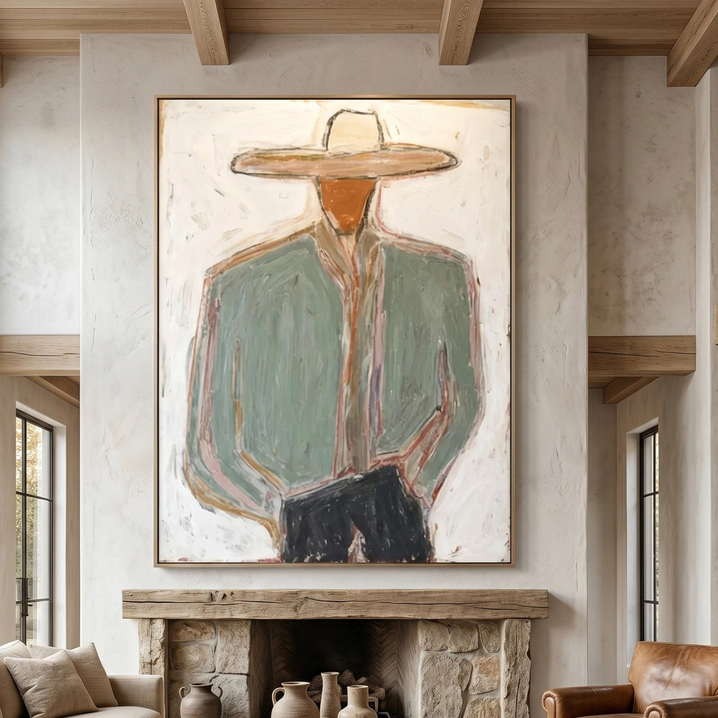 Vintage Americana Art | Minimal Cowboy Figure