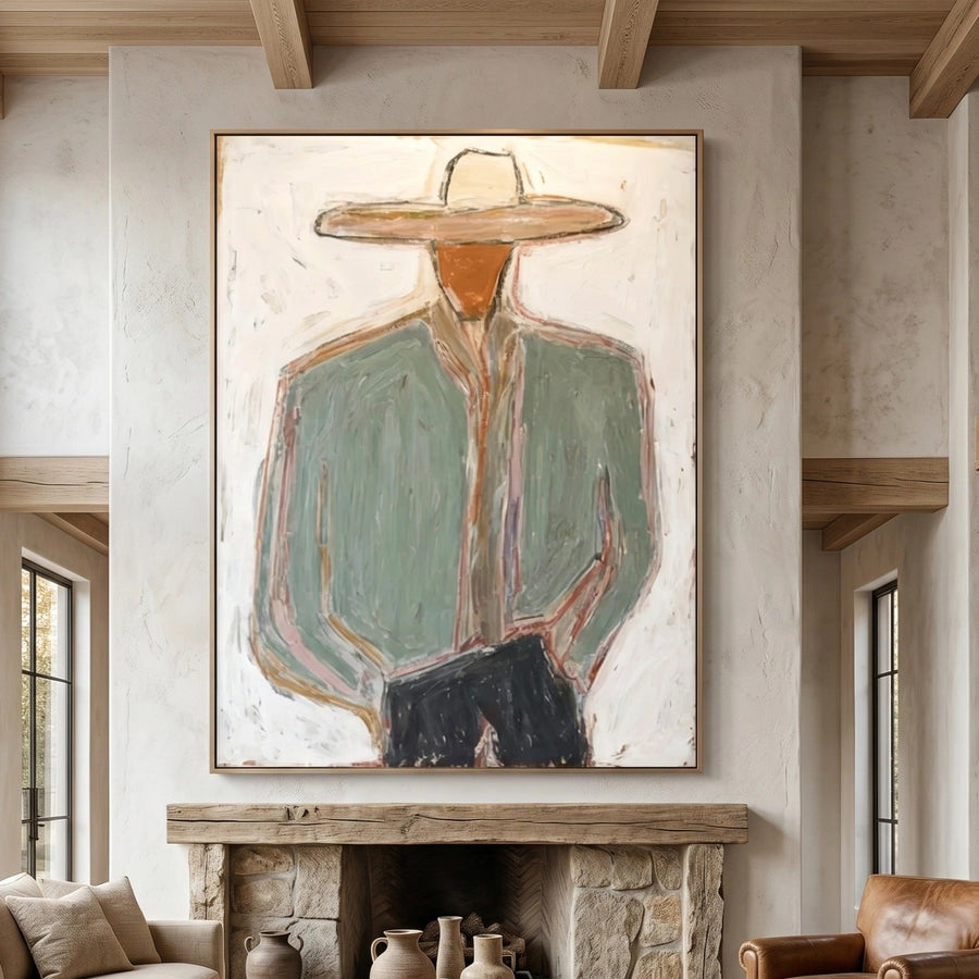 Vintage Americana Art | Minimal Cowboy Figure