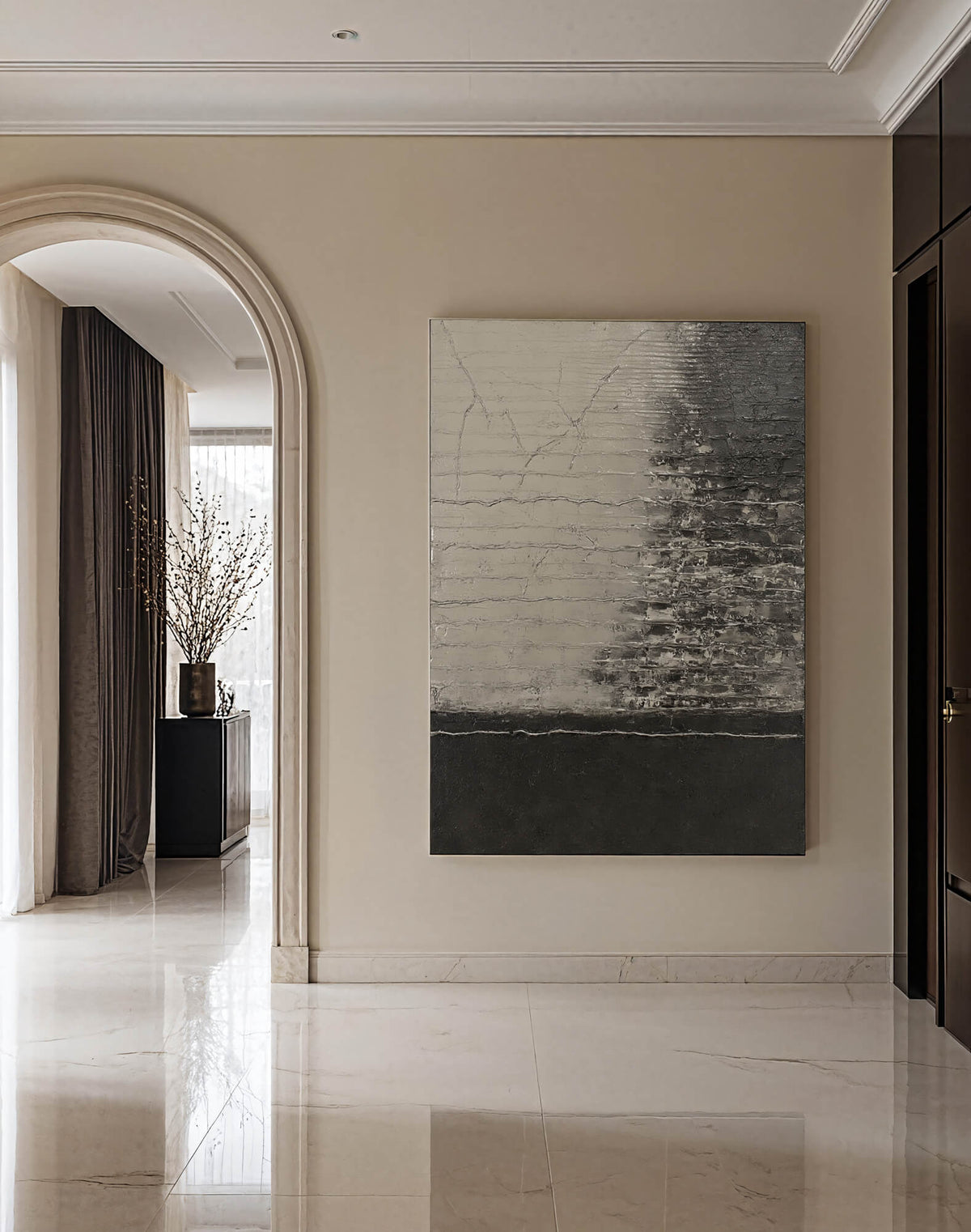 Wabi-Sabi Art | Monochrome Cracked Strata