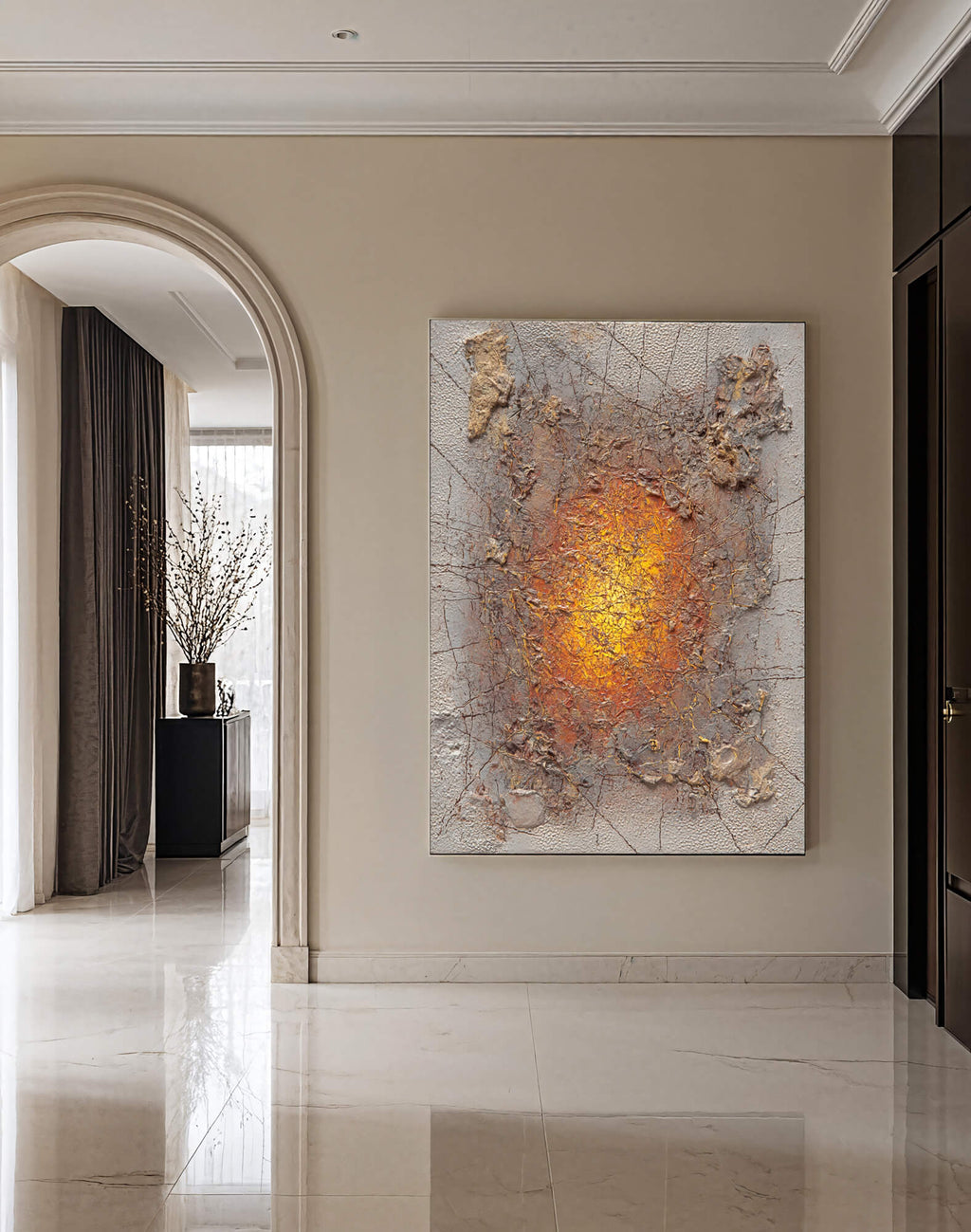 Wabi-Sabi Art | Cracked Amber Burst