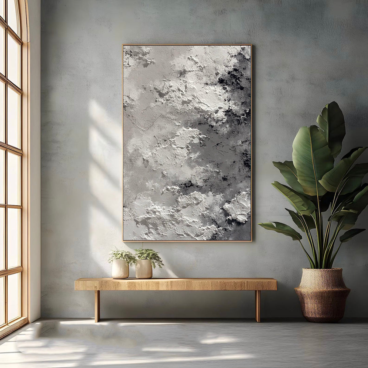 3D-Textured Art | Monochrome Cloud Relief