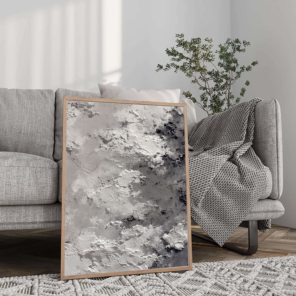 3D-Textured Art | Monochrome Cloud Relief