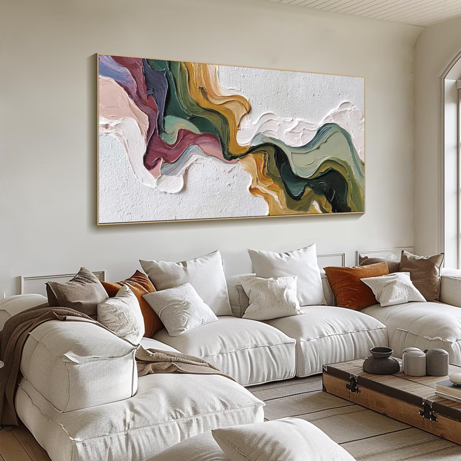 3D-Textured Art｜Multicolor Swirl Abstract Wall Painting