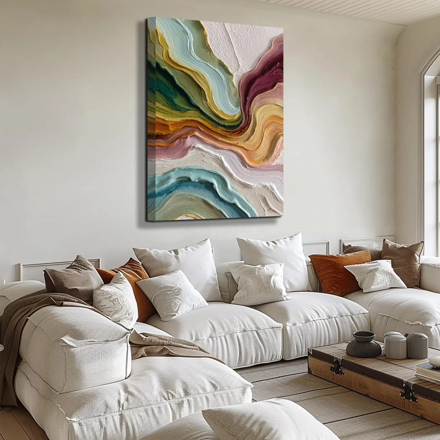 3D-Textured Art｜Multicolor Layer Flow Abstract Wall Painting