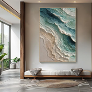 3D-Textured Art｜Blue Green Coastal Wall Painting