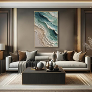 3D-Textured Art｜Blue Green Coastal Wall Painting