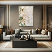 3D-Textured Art｜Vertical Impasto White Flower Wall Art