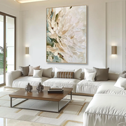 3D-Textured Art｜Vertical Impasto White Flower Wall Art