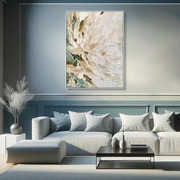 3D-Textured Art｜Vertical Impasto White Flower Wall Art