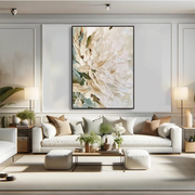 3D-Textured Art｜Vertical Impasto White Flower Wall Art