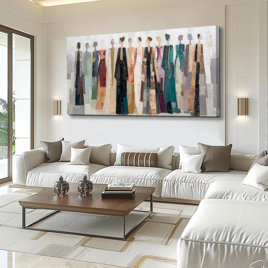 Abstract Art｜Colorful Dressed Women Wall Painting