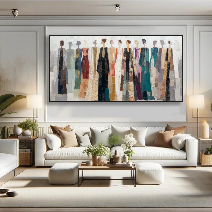 Abstract Art｜Colorful Dressed Women Wall Painting