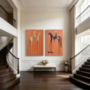 Vintage Americana Art | Terracotta Tall Horse Rider Pair Canvas Print