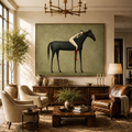 Vintage Americana Art | Abstract Minimalist Horse Hug Figure Canvas