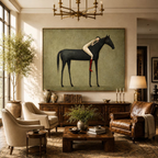 Vintage Americana Art | Abstract Minimalist Horse Hug Figure Canvas