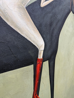 Vintage Americana Art | Abstract Minimalist Horse Hug Figure Canvas