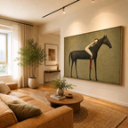Vintage Americana Art | Abstract Minimalist Horse Hug Figure Canvas