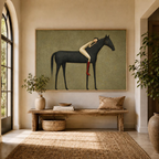 Vintage Americana Art | Abstract Minimalist Horse Hug Figure Canvas